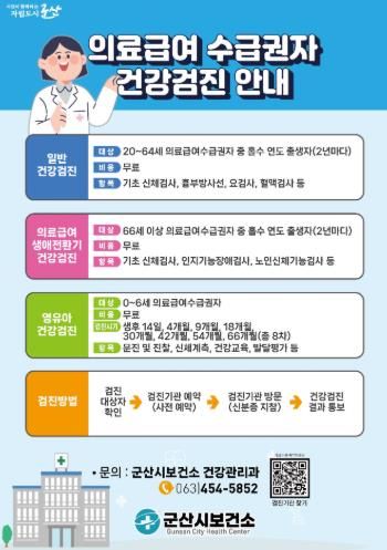 군산시, 의료급여수급권자 무료 건강검진 지원