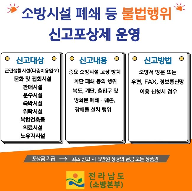 나주소방서, 연중 불법행위 신고 포상제